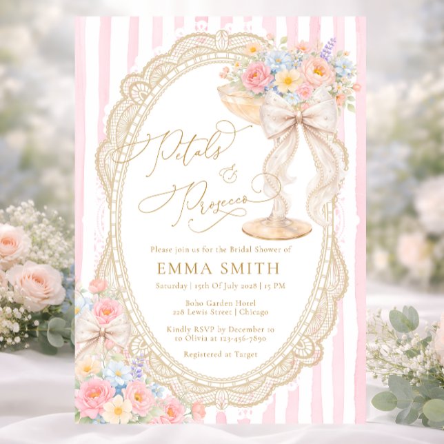 Petals & Prosecco Floral Garden Bridal Shower Invitation (Creator Uploaded)