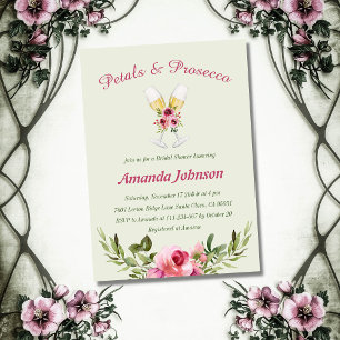 Petals & Prosecco Greenery Floral Bridal Shower Invitation