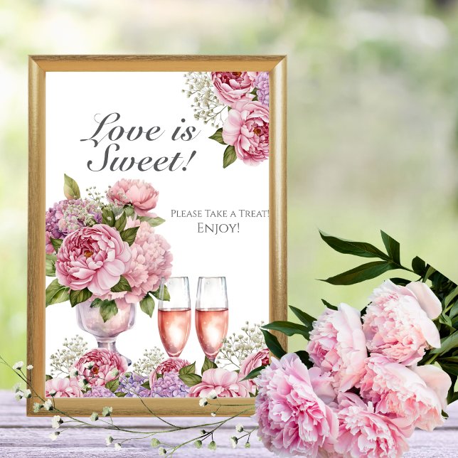 Petals & Prosecco "Love is Sweet"  Sign Invitation (Petals & Prosecco "Love is Sweet" Sign)