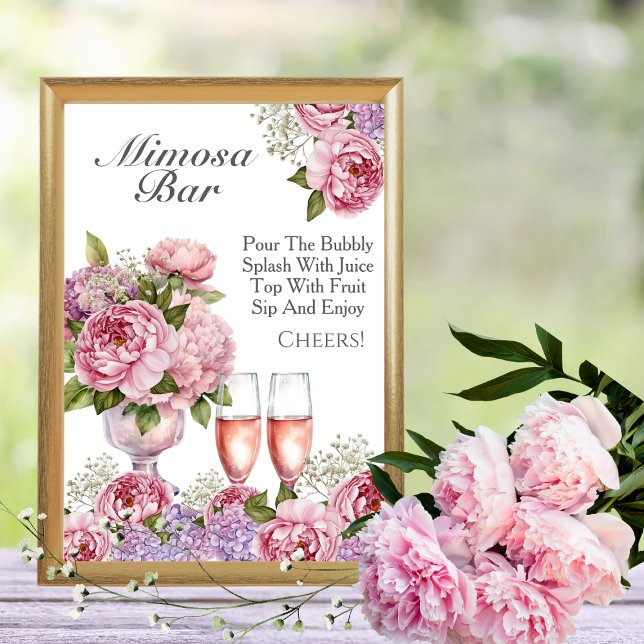 Petals & Prosecco Mimosa Bar  Sign Invitation (Petals & Prosecco Mimosa Bar Sign)