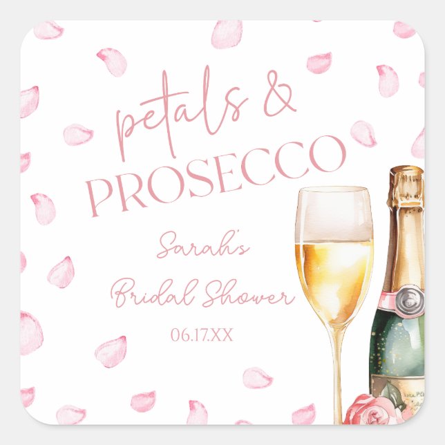 Petals & Prosecco Mimosa Champagne Bridal Shower  Square Sticker (Front)