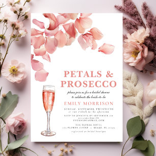 Petals & Prosecco Modern Pink Floral Bridal Shower Invitation