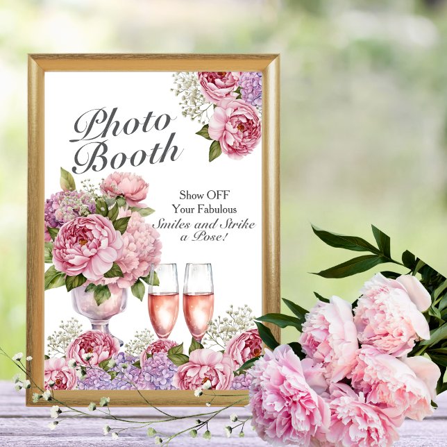 Petals & Prosecco Photo Booth Sign Invitation (Petals & Prosecco Photo Booth)