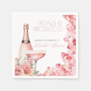 Petals & Prosecco Pink Bridal Shower Paper Napkin