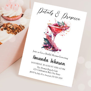Petals & Prosecco Pink Floral Blush Bridal Shower Invitation