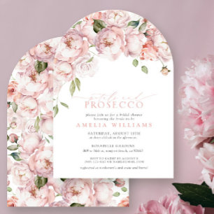 Petals & Prosecco Pink Floral Bridal Shower Invitation