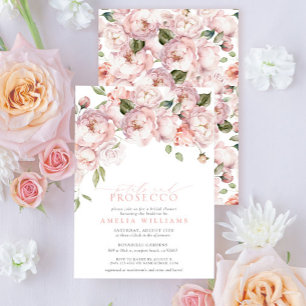 Petals & Prosecco Pink Floral Bridal Shower Invitation
