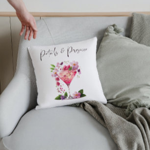 Petals Prosecco Pink Floral Bridal Shower Welcome Cushion