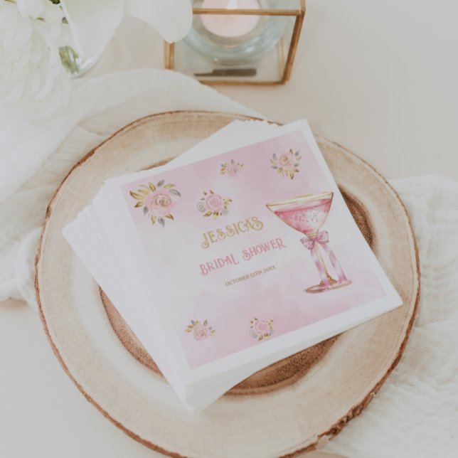 Petals & Prosecco Pink Gold Bridal Shower  Napkin (Creator Uploaded)