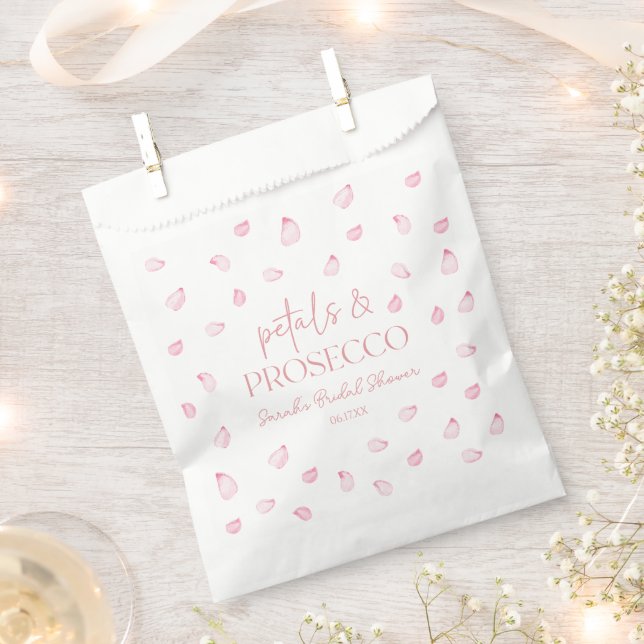 Petals & Prosecco Pink Rose Petals Bridal Shower  Favour Bag (Clipped)