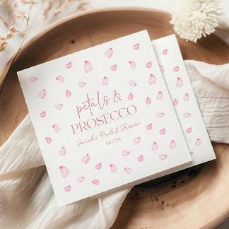 Petals & Prosecco Pink Rose Petals Bridal Shower  Napkin