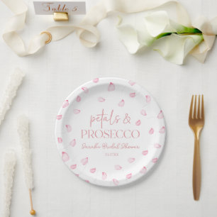 Petals & Prosecco Pink Rose Petals Bridal Shower  Paper Plate