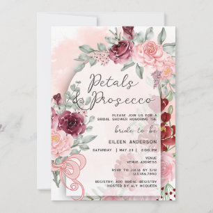 Petals & Prosecco Pink Roses Arch Bridal Shower Invitation