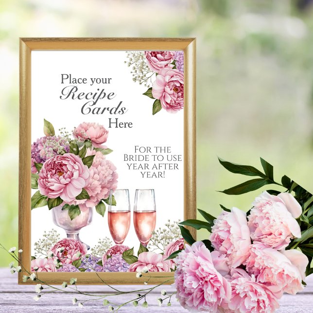 Petals & Prosecco Recipe Cards Here Sign (Petals & Prosecco Recipe Cards Here)