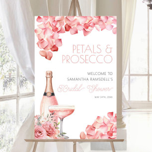 Petals & Prosecco Rose Floral Bridal Shower 24x36 Poster