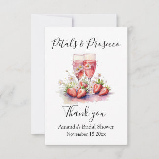 Petals & Prosecco Strawberry Floral Bridal Shower  Thank You Card