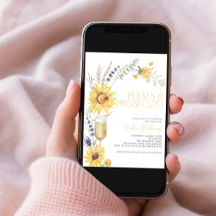 Petals & Prosecco Sunflower Lavender Bridal Shower Invitation