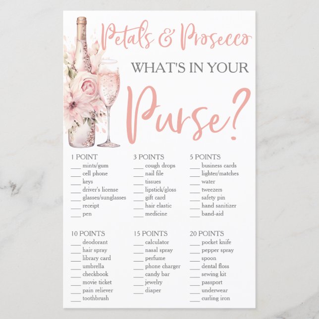 Petals & Prosecco What's in Your Purse? (Front)