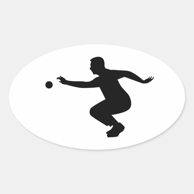 Petanque player oval sticker (Front)