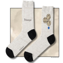 Pétanque, three balls on a beige linen design