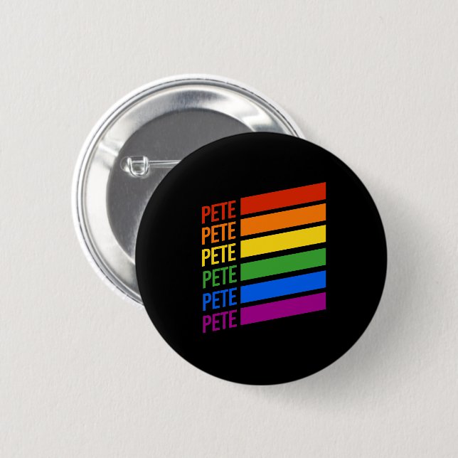 Pete LGBT Rainbow 6 Cm Round Badge (Front & Back)