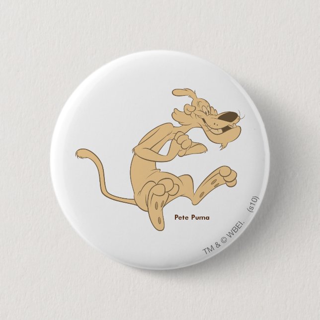 Pete Puma Excited 6 Cm Round Badge (Front)