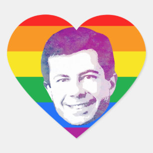 Pete Rainbow Stripes Heart Sticker