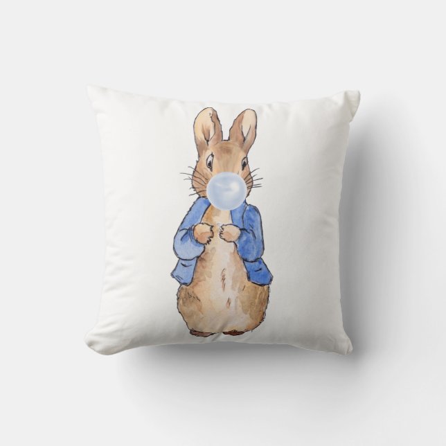 Peter Blowing a Blue Bubble gum Cushion (Front)