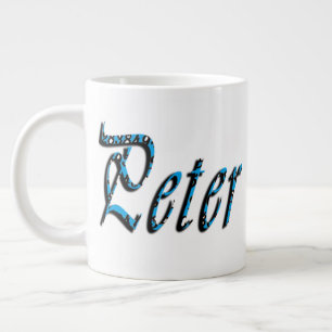 "Peter" Blue Numbers Peter Name, Large Coffee Mug