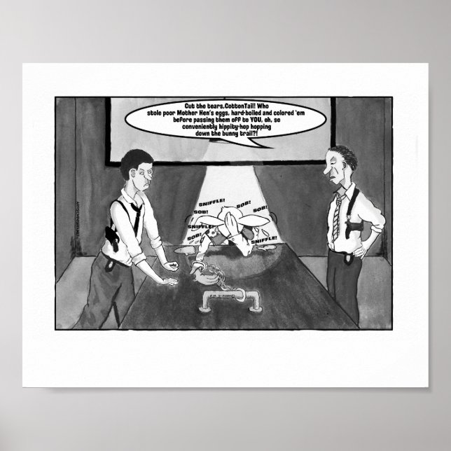 Peter Cotton Tail In Hand-Cuffs, grey scale 8"x10" Poster (Front)