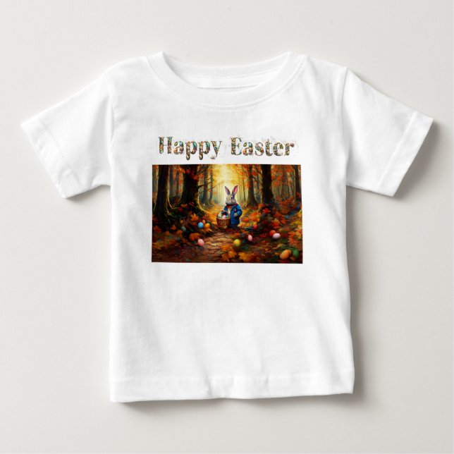 Peter Easter Bunny with Easter Egg Basket Baby T-Shirt (Front)