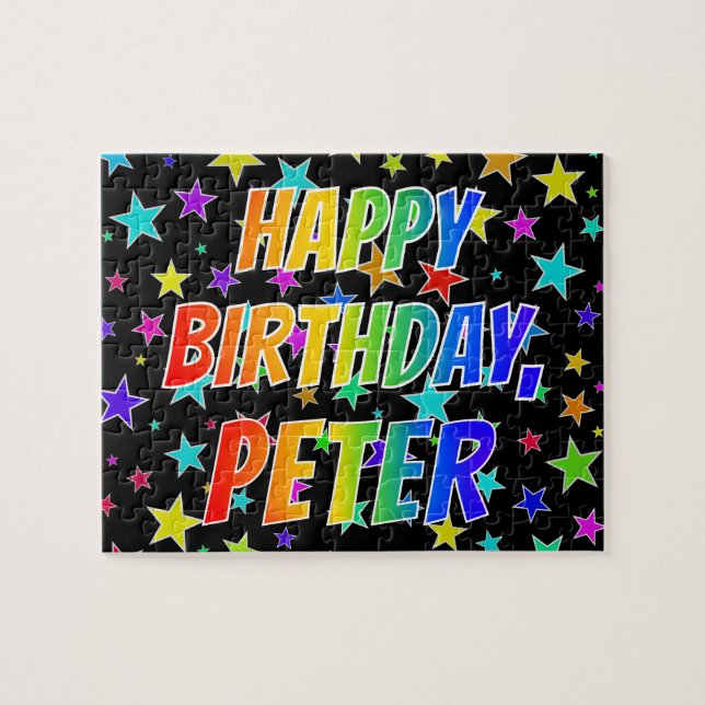 "PETER" First Name, Fun "HAPPY BIRTHDAY" Jigsaw Puzzle (Horizontal)