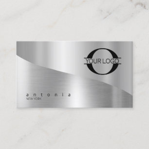 Peter Fowler Metal Wave Logo Two-Tone Silver ID809 Business Card