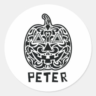 Peter Halloween Sugar Skull Design Classic Round Sticker