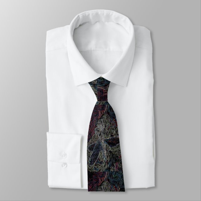 "peter max art style" dragonfly tie (Tied)