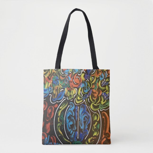 "peter max art style" flowers and vase bag (Front)