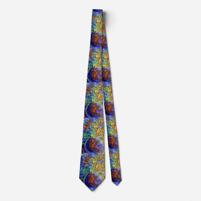 "peter max art style" flowers and vase tie (Front)
