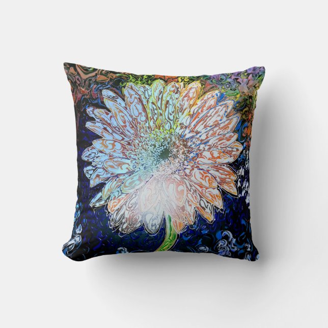 "peter max art style" flowers pillow (Front)