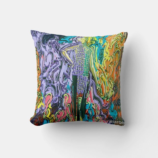 "peter max art style" mardi gras pillow (Front)