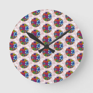 Peter Max colourful watercolor Daisy floral ball Round Clock