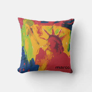 Peter Max colourful watercolor Statue of liberty Cushion