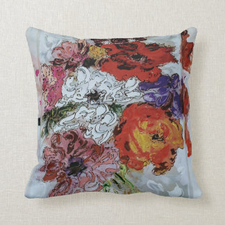 Peter Max style colourful watercolor flowers Cushion