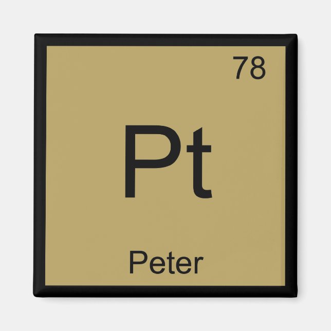 Peter Name Chemistry Element Periodic Table Magnet (Front)