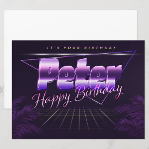 Peter Name Vorname lila retro Karte Geburtstag Card