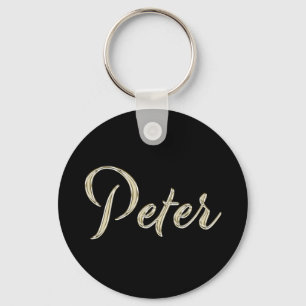 Peter Name whitegold Button Schlüsselanhänger Key Ring