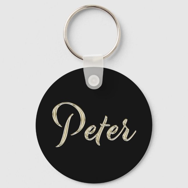 Peter Name whitegold Button Schlüsselanhänger Key Ring (Front)