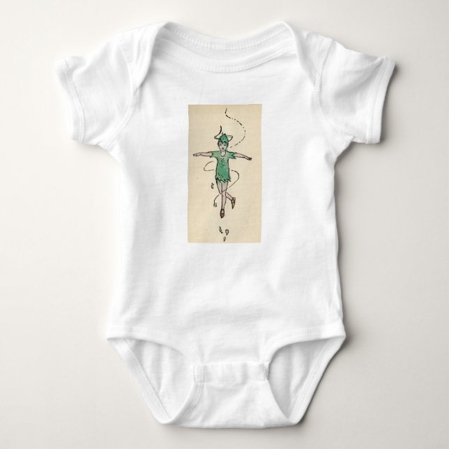 Peter Pan hand painted in 1920s Baby Bodysuit (Front)