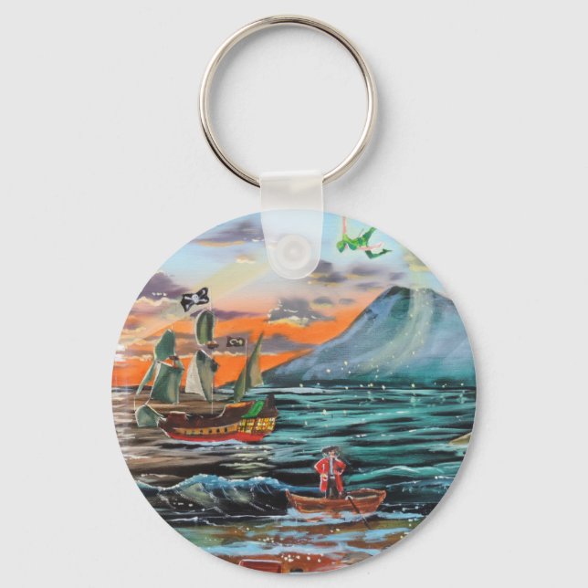 Peter Pan Hook's cove Tinker Bell painting Key Ring (Front)
