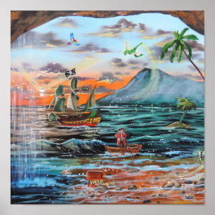 Peter Pan Hook's cove Tinker Bell painting Poster