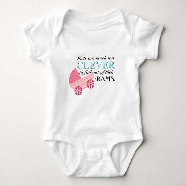 Peter Pan Pink Pram Quote for Girl Babies Baby Bodysuit (Front)